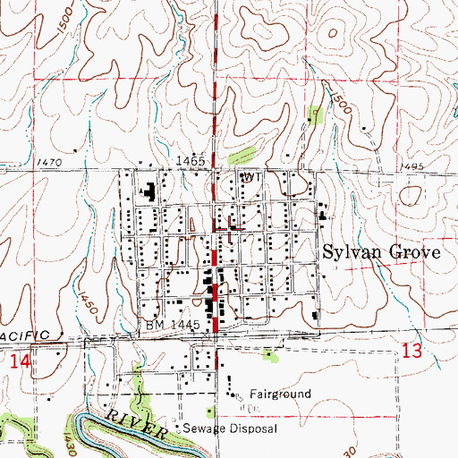 Topographic Map of First Presbyterian Church, KS