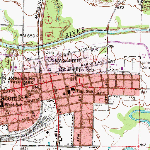 Topographic Map of First Presbyterian Church, KS