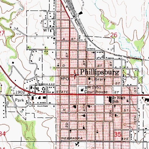 Topographic Map of First Presbyterian Church, KS
