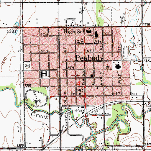 Topographic Map of First Baptist Church, KS