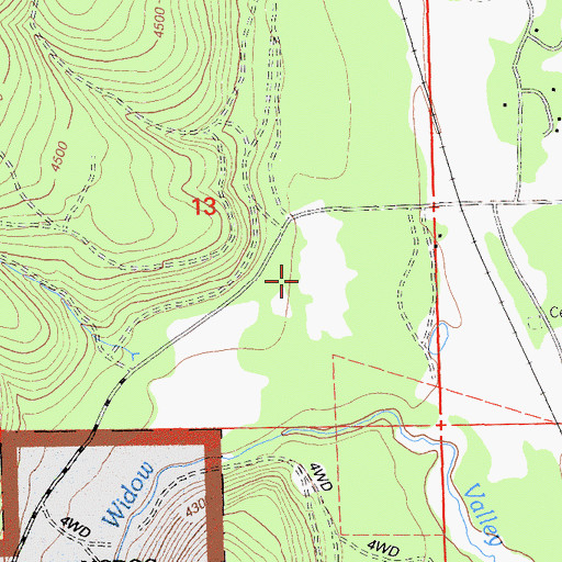 Topographic Map of Widow Valley, CA