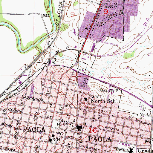 Topographic Map of Pearl Street Baptist Church, KS
