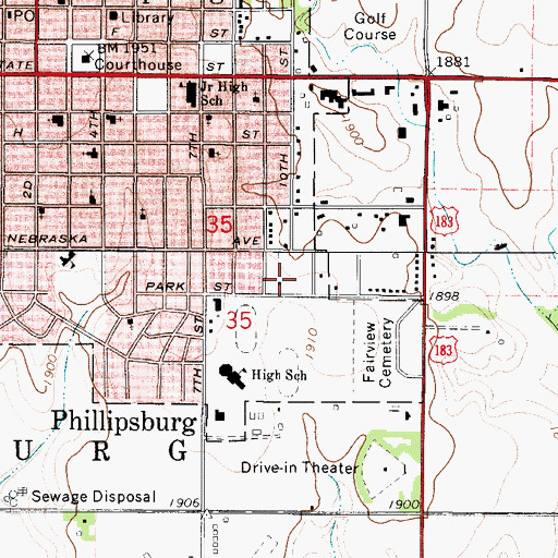 Topographic Map of Church of God, KS