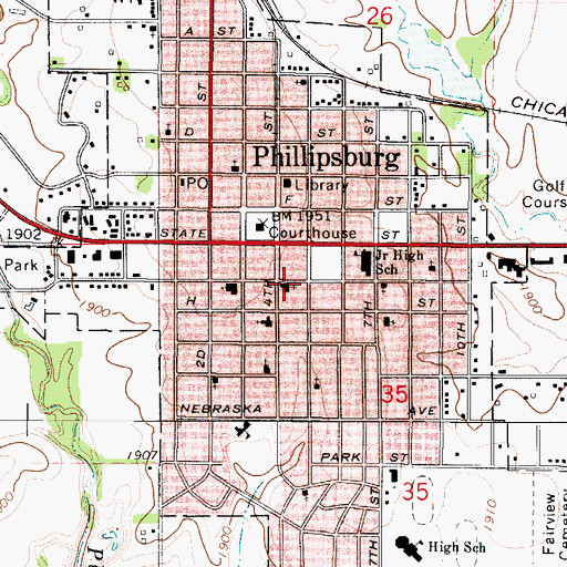 Topographic Map of First Baptist Church, KS
