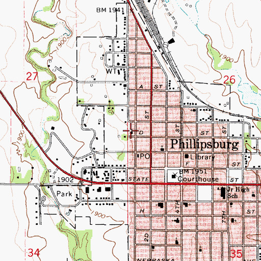 Topographic Map of First Lutheran Church, KS