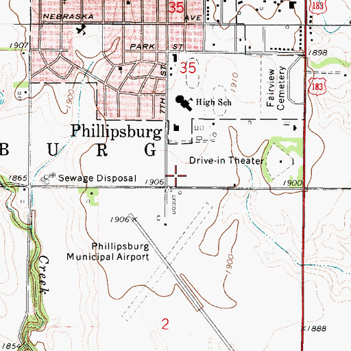 Topographic Map of Saints Philip and James Catholic Church, KS