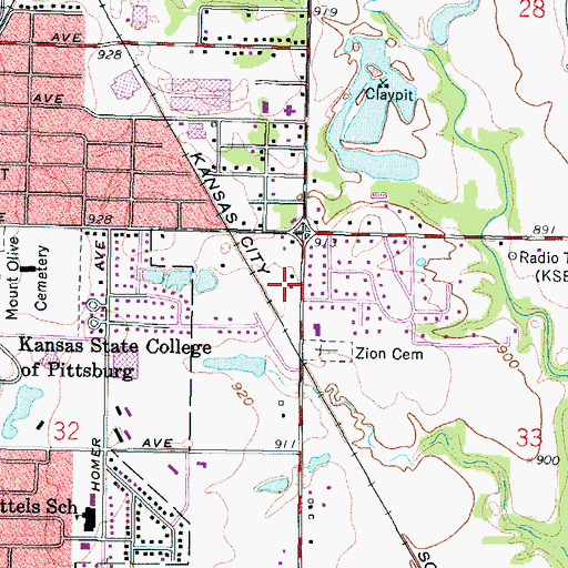 Topographic Map of Meadowside Baptist Church, KS