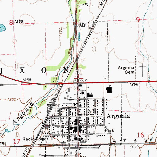Topographic Map of Plains Church, KS