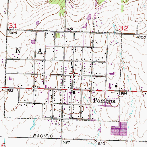 Topographic Map of Pomona Assembly of God Church, KS