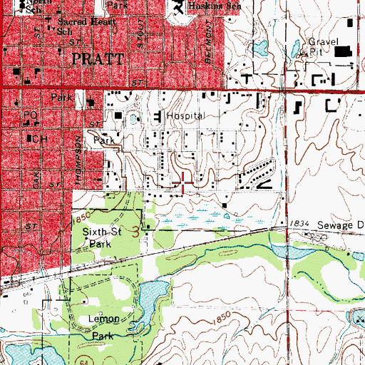 Topographic Map of First Assembly of God Church, KS