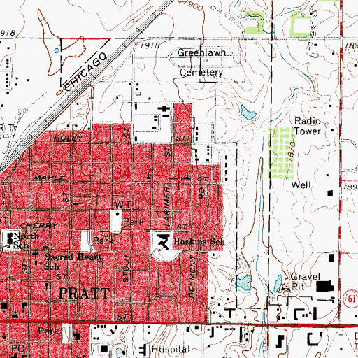 Topographic Map of Free Methodist Church, KS