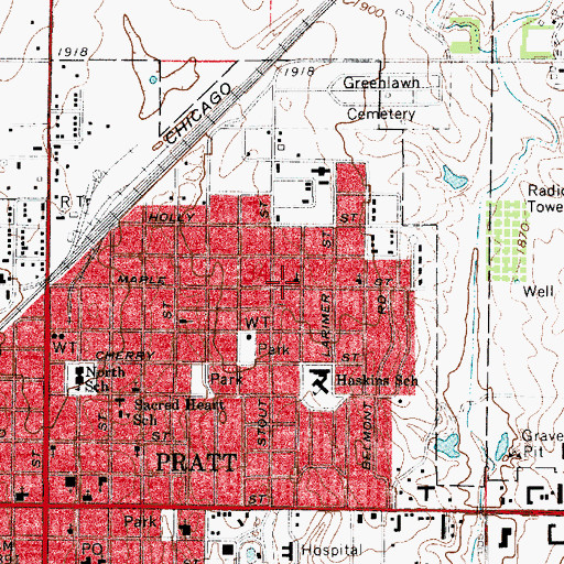 Topographic Map of Pratt Friends Church, KS