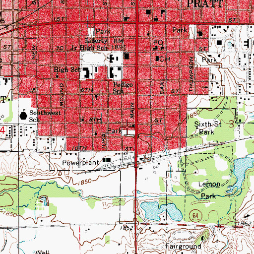 Topographic Map of Second Baptist Church, KS