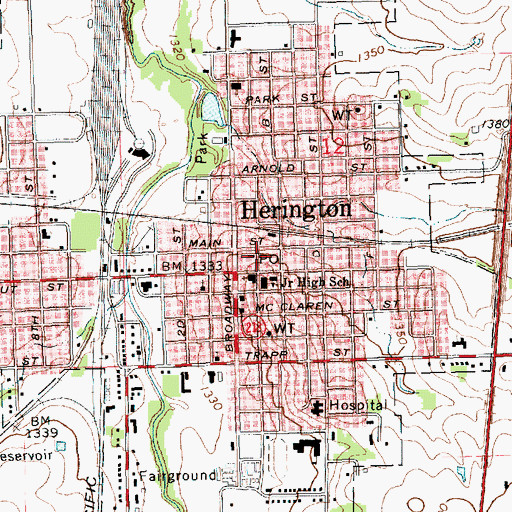 Topographic Map of Rock Island Church, KS