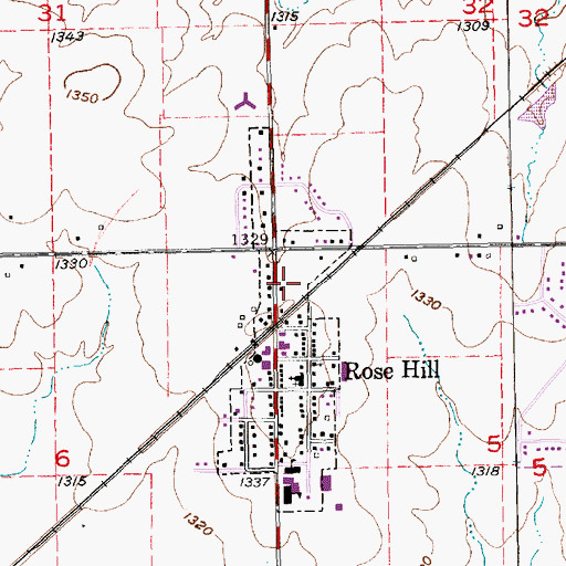 Topographic Map of Rose Hill Christian Church, KS