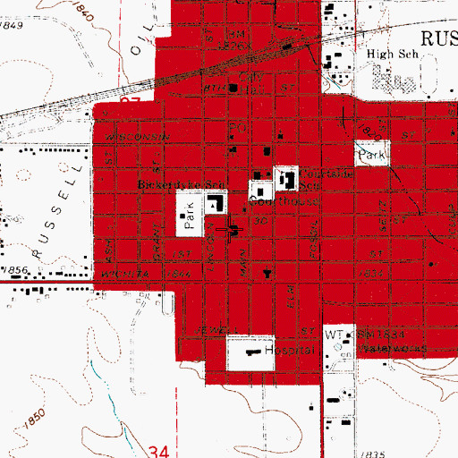 Topographic Map of Trinity United Methodist Church, KS