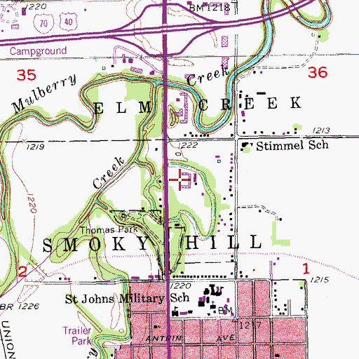 Topographic Map of Salina Church of Christ, KS