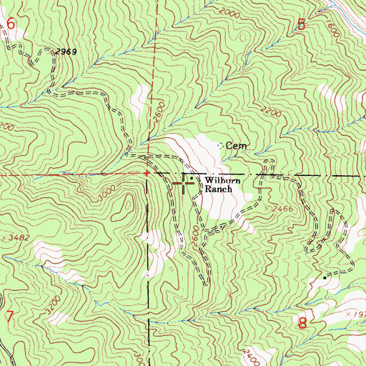 Topographic Map of Wilburn Ranch, CA