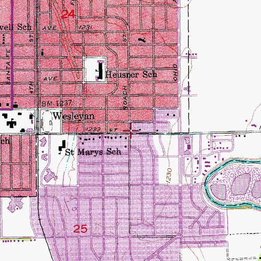 Topographic Map of Salina Heights Christian Church, KS