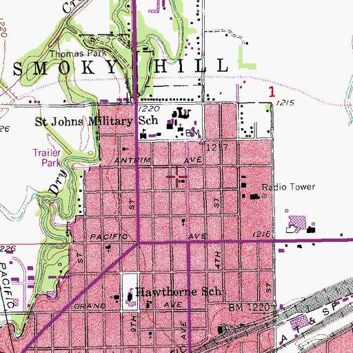 Topographic Map of Salvation Army, KS