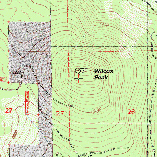 Topographic Map of Wilcox Peak, CA