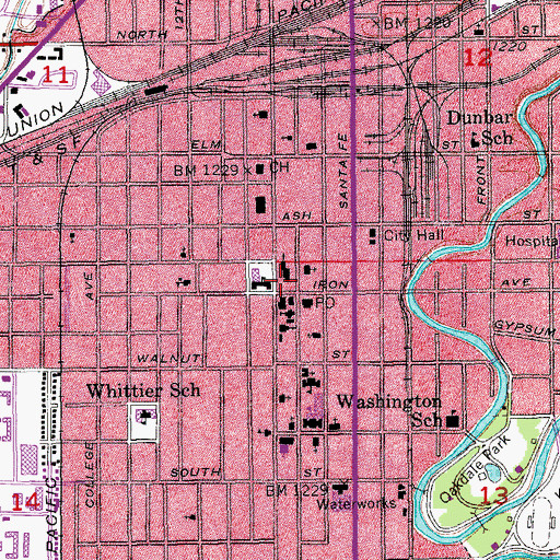 Topographic Map of Sacred Heart Cathedral, KS