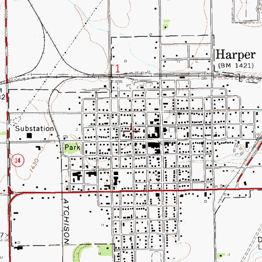 Topographic Map of Calvary Bible Baptist Church, KS