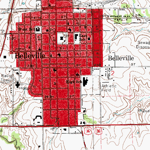 Topographic Map of Central Christian Church, KS