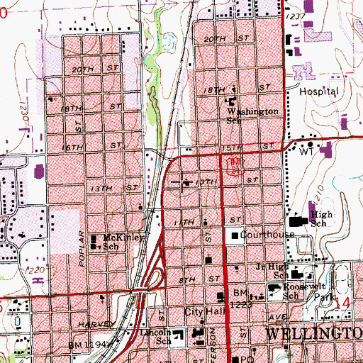 Topographic Map of Church of Christ, KS