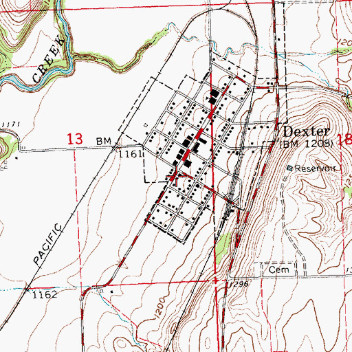 Topographic Map of Dexter Baptist Church, KS