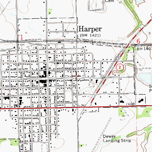 Topographic Map of Eastside Church of Christ, KS