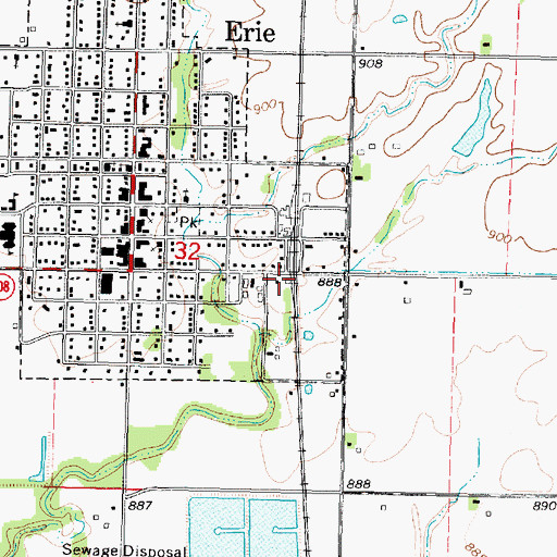 Topographic Map of Erie Christian Center, KS