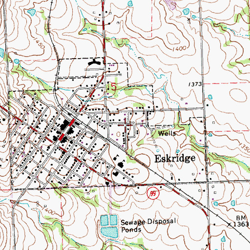 Topographic Map of Eskridge Southern Baptist Church, KS