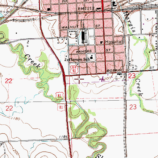 Topographic Map of First Assembly of God Church, KS