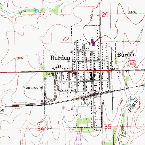 Topographic Map of First Baptist Church, KS