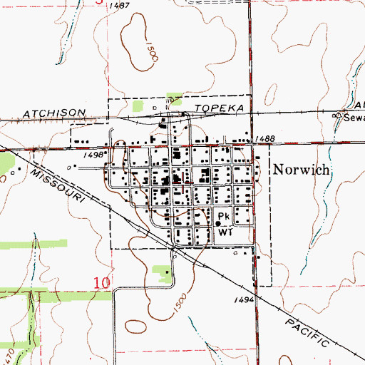 Topographic Map of First Baptist Church, KS