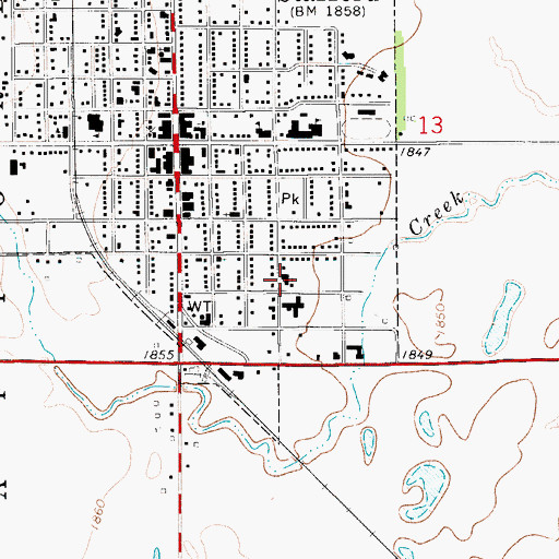 Topographic Map of First Baptist Church, KS