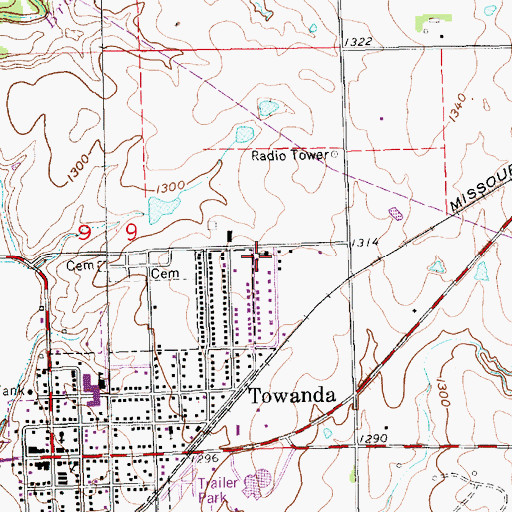 Topographic Map of First Baptist Church, KS