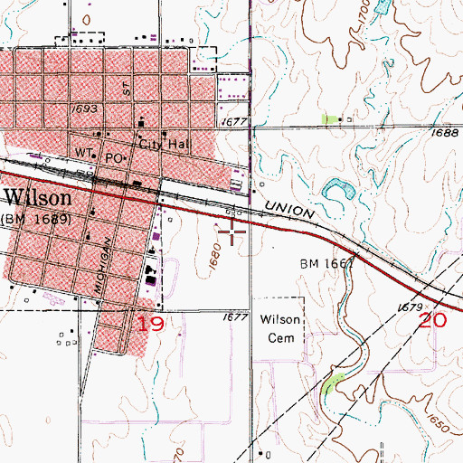 Topographic Map of First Baptist Church, KS