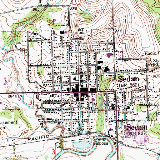 Topographic Map of First Christian Church, KS