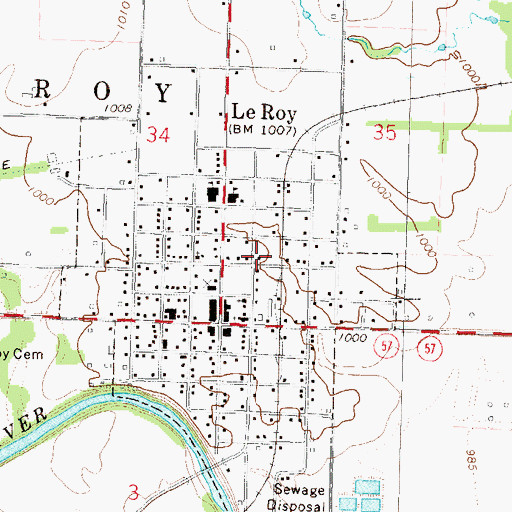 Topographic Map of First Christian Church of Leroy, KS