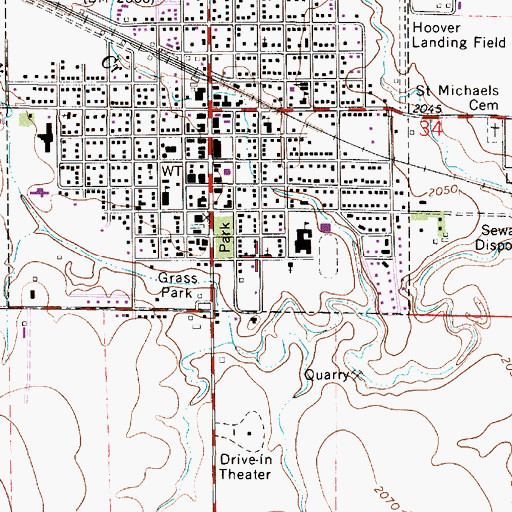 Topographic Map of First Lutheran Church, KS