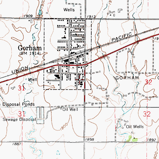 Topographic Map of Gorham Community Church, KS