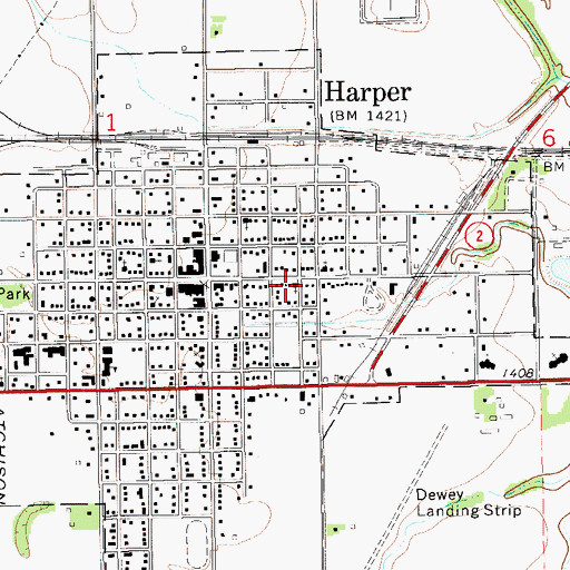 Topographic Map of Harper Christian Church, KS