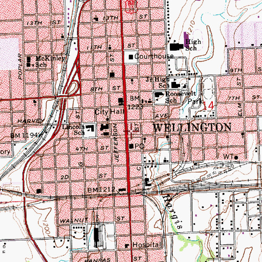 Topographic Map of Heartland Community Church, KS