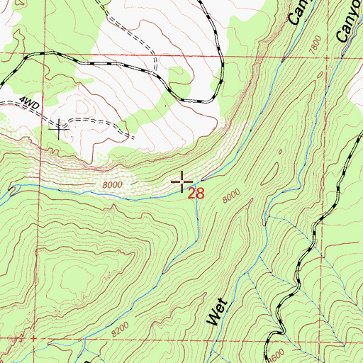 Topographic Map of Wild Cow Canyon, CA