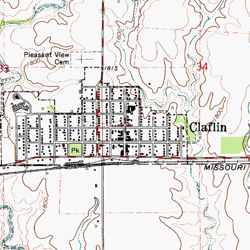 Topographic Map of Immaculate Conception Church, KS