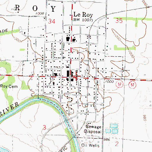Topographic Map of LeRoy Assembly of God Church, KS