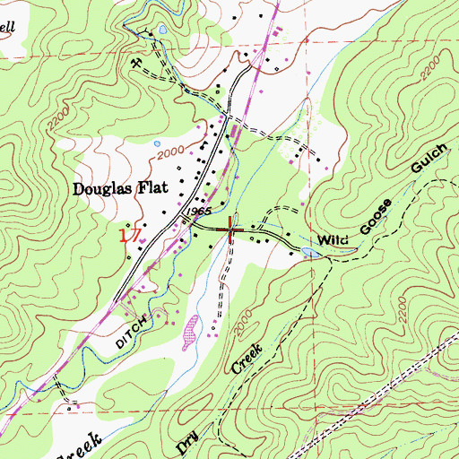 Topographic Map of Wild Goose Gulch, CA
