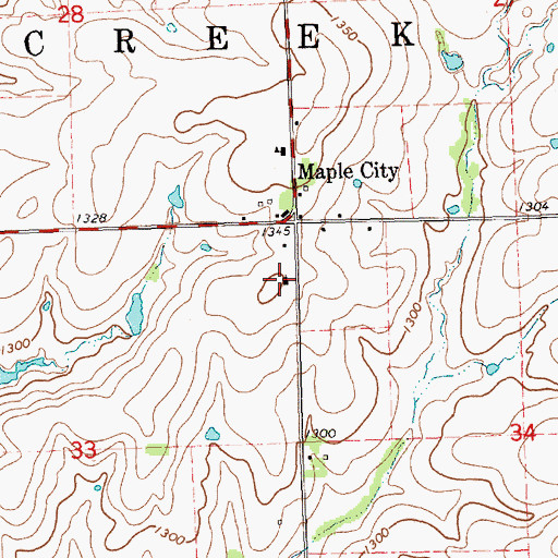 Topographic Map of Maple City Community Church, KS